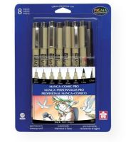 Pigma 50203 Manga-Comic Pro Sketching and Inking 8-Piece Set; For professional Manga artists; Archival black pigment ink is fade- and chemical-resistant and waterproof. Set includes one each Pigma Micron 005, 01, 02, 03, 05, and 08, a 1.00 mm Pigma Graphic, and a 0.7 mm fixed sleeve mechanical pencil. Contents subject to change; Shipping Weight 0.23 lb; Shipping Dimensions 7.25 x 5.50 x 0.75 inches; UPC 053482502036 (PIGMA50203 PIGMA-50203 DRAWING SKETCHING MANGA) 