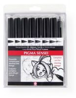 Pigma 50204 Sensei 8-Pack Pen Set; Designed specifically for Manga and comic artists; Set contains: .3mm, .4mm, .6mm, 1mm, chisel (1mm, 2mm, 3mm), .7mm pencil; Contents subject to change; Shipping Weight 0.17 lb; Shipping Dimensions 7.00 x 5.25 x 0.65 in; UPC 053482502043 (PIGMA50204 PIGMA-50204 SENSEI-50204 PEN) 