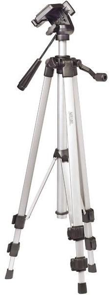 Philips PJ44254 Tripod with 3-Way Pan & Tilt Head and Bubble Level, 54 Maximum height, 24 folded height, 6 lbs.Load limit, Quick-release mount, Gear-driven center column with gear hook, 3-section legs, Includes carrying bag. (PJ-44254 PJ 44254)