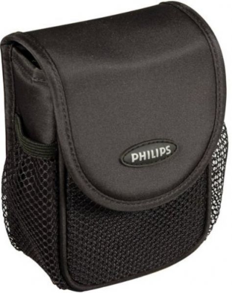 Philips PJ44492 Camera Bag for Digital Still Camera with medium Flap-Top & Web Pouch, Nylon rip stop fabric with padded construction, Taffeta Lining to prevent scratches to Lenses and LCD Panels, Black (PJ44492 PJ-44492 PJ 44492 PJ44492BLACK)