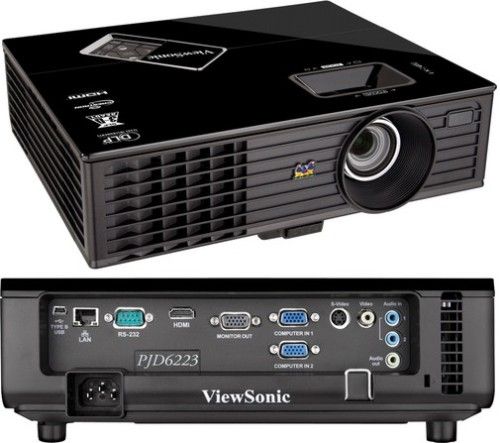 ViewSonic PJD6223 Networkable XGA DLP Projector, 2700 ANSI Lumens, Resolution 1024x768, Dynamic Contrast Ratio 4000:1, Native Aspect Ratio 4:3, 1.1x Manual optical zoom lens, Manual optical focus, Vertical digital keystone correction +/- 40, Display size 30