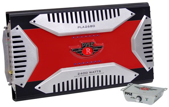 Pyle PLA2680 Car Amplifier, 2 Channel 2400 Watt Bridgeable MOSFET Amplifier, 1200 Watts X 2 Output, Gold Plated RCA Inputs, High Level Molex Input, Power On Led Indicator, Led Protection Indicator, Blue Led Scanning Illumination, Remote Bass Boost (PLA-2680 PLA 2680 PLA2680) 