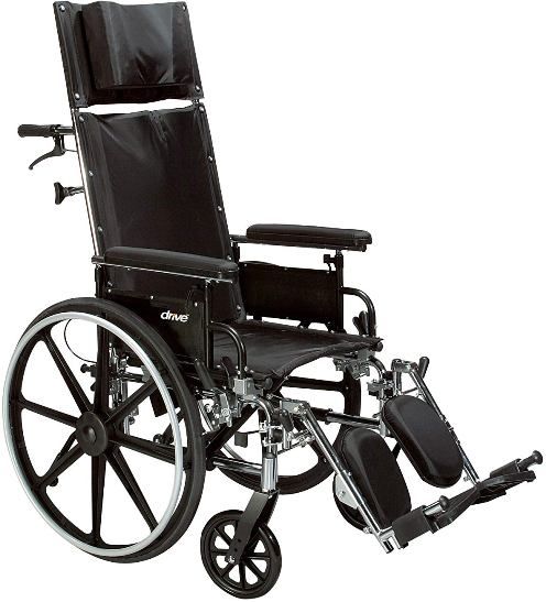 Drive Medical PLA416RBDFA Viper Plus GT Full Reclining Wheelchair, Detachable Full Arms, 16