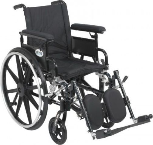 Drive Medical PLA418FBFAARAD-ELR Viper Plus GT Wheelchair with Flip Back Removable Adjustable Full Arms, Elevating Leg Rests, 18