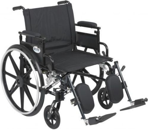 Drive Medical PLA422FBDAAR-ELR Viper Plus GT Wheelchair with Flip Back Removable Adjustable Desk Arms, Elevating Leg Rests, 22