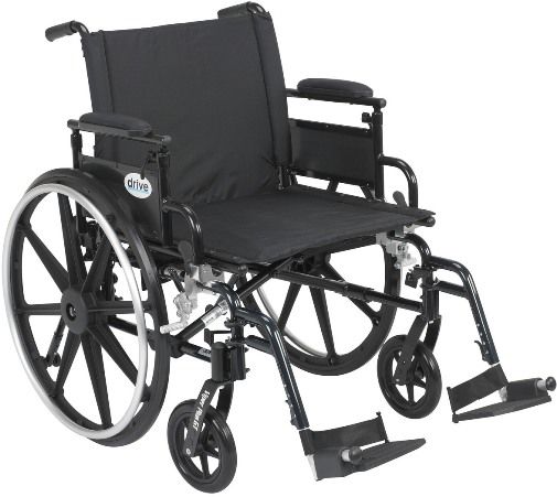 Drive Medical PLA422FBDAAR-SF Viper Plus GT Wheelchair with Flip Back Removable Adjustable Desk Arms, Swing away Footrests, 22