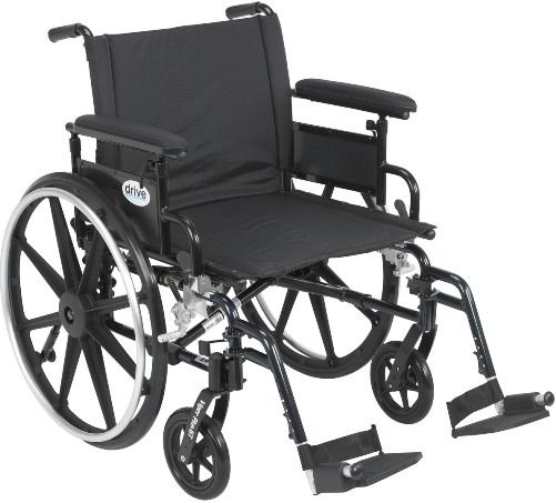 Drive Medical PLA422FBFAAR-SF Viper Plus GT Wheelchair with Flip Back Removable Adjustable Full Arms, Swing away Footrests, 22