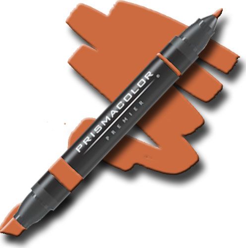Prismacolor PM153 Premier Art Marker Pumpkin Orange; Unique four-in-one design creates four line widths from one double-ended marker; The marker creates a variety of line widths by increasing or decreasing pressure and twisting the barrel; Juicy laydown imitates paint brush strokes with the extra broad nib; Gentle and refined strokes can be achieved with the fine and thin nibs; UPC 070735035653 (PRISMACOLORPM153 PRISMACOLOR PM153 PM 153 PRISMACOLOR-PM153 PM-153)