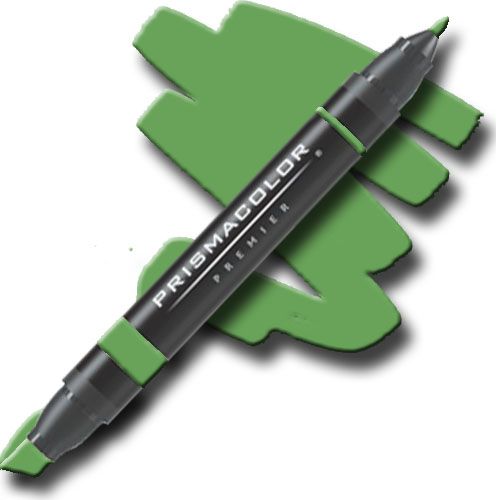 Prismacolor PM187 Premier Art Marker Leaf Green; Unique four-in-one design creates four line widths from one double-ended marker; The marker creates a variety of line widths by increasing or decreasing pressure and twisting the barrel; Juicy laydown imitates paint brush strokes with the extra broad nib; Gentle and refined strokes can be achieved with the fine and thin nibs; UPC 070735000279 (PRISMACOLORPM187 PRISMACOLOR PM187 PM 187 PRISMACOLOR-PM187 PM-187)