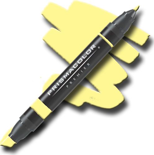 Prismacolor PM20 Premier Chisel Marker Canary Yellow Light; Unique four-in-one design creates four line widths from one double-ended marker; The marker creates a variety of line widths by increasing or decreasing pressure and twisting the barrel; Juicy laydown imitates paint brush strokes with the extra broad nib; Gentle and refined strokes can be achieved with the fine and thin nibs; UPC 070735005540 (PRISMACOLORPM20 PRISMACOLOR PM20 PM 20 PRISMACOLOR-PM20 PM-20)