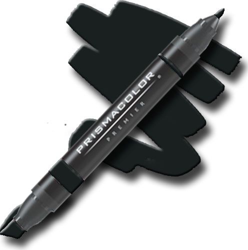 Prismacolor PM211 Premier Art Marker Jet Black; Unique four-in-one design creates four line widths from one double-ended marker; The marker creates a variety of line widths by increasing or decreasing pressure and twisting the barrel; Juicy laydown imitates paint brush strokes with the extra broad nib; Gentle and refined strokes can be achieved with the fine and thin nibs; UPC 070735775597 (PRISMACOLORPM211 PRISMACOLOR PM211 PM 211 PRISMACOLOR-PM211 PM-211)