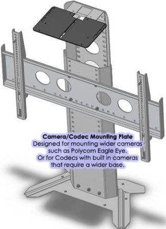 AVF Audio Visual Furniture International PM-CMP Camera Mounting Plate, Fits PM series products (PM-S,PM-D,PM-XL, PM-S-FL, PM-XFL-D, PM-XFL-S), Black powder coat finish, Designed as an add-on for the standard cam tongue, Large surface designed to fit most of today's codecs and wider Cameras such as the Eagle Eye (PMCMP PM CMP VFI)