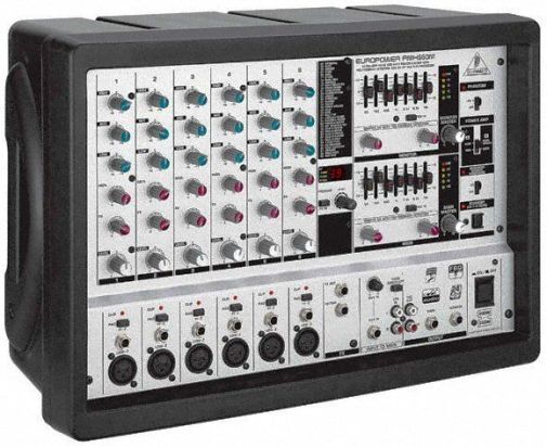 Behringer PMH660M EUROPOWER Ultra-Compact 400-Watt 8-Channel Powered Mixer with 24-Bit Multi-FX Processor and FBQ Feedback Detection System, Mixer section features 6 mono channels plus separate tape returns (PMH-660M PMH 660M PMH660 PMH-660)