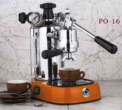 La Pavoni PO-16 Professional Espresso Lever Machine, 38oz, 110 Volt, 1000 Watts, Citrus Orange Base (PO16 PO 16 P016 P0-16 Machines Machine Makers)