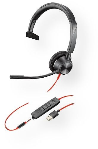 Poly 216898-01 Blackwire Model 3315 Headset, Black; 3.5mm Connector; Flexible Microphone Boom; 180-degree Pivoting Speakers; 20Hz - 20KHz Frequency Response; 94 dB; 32 Ohm Impedance; Answer/end, Mute, and Volume Controls; SoundGuard Technology; Mono Sound; Weight: 0.22 lb (POLY21689801 POLY216898-01 POLY-216898-01 POLY3315 POLY-3315)