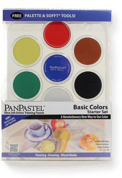 PanPastel PP30071 Basic Colors, 7-Color Pastel Set; Professional grade, extremely fine lightfast pastel color in a cake form which is applied to almost any surface; Dry colors are essentially dustless, go on smooth as if like fluid, are easily blended for an infinite range of colors and effects, and are erasable; UPC 879465003204 (PP30071 PP-30071 PP300-71 PP30-071 PP3-0071 PANPASTEL-PP30071) 