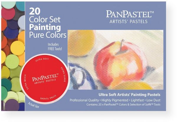 PanPastel PP30201 Ultra Soft Artists Painting Pastels, Painting Pure Colors, Set of 20; Professional grade, extremely fine lightfast pastel color in a cake form which is applied to almost any surface; Dry colors are essentially dustless, go on smooth as if like fluid; UPC 879465002108 (PP30201 PP-30201 PP302-01 PP30-201 PP3-0201 PANPASTEL-PP30201) 