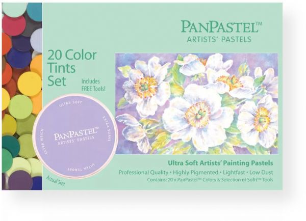 PanPastel PP30204 Ultra Soft Artists Painting Pastels, Tints Colors, Set of 20; Professional grade, extremely fine lightfast pastel color in a cake form which is applied to almost any surface; Dry colors are essentially dustless, go on smooth as if like fluid; UPC 879465002344 (PP30204 PP-30204 PP302-04 PP30-204 PP3-0204 PANPASTEL-PP30204) 