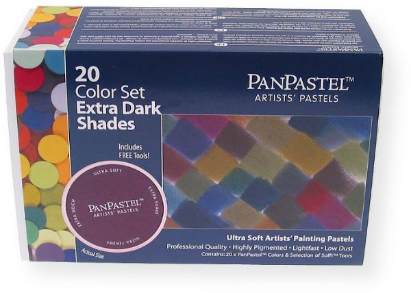 PanPastel PP30207 Ultra Soft Artists Painting Pastels, Extra Dark Shades Colors, Set of 20; Professional grade, extremely fine lightfast pastel color in a cake form which is applied to almost any surface; Dry colors are essentially dustless, go on smooth as if like fluid; UPC 879465000647 (PP30207 PP-30207 PP302-07 PP30-207 PP3-0207 PANPASTEL-PP30207) 