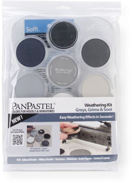 PanPastel PP30702 Greys, Grime and Soot Colors, 7-Color Weathering Kit; Professional grade, extremely fine lightfast pastel color in a cake form which is applied to almost any surface; Dry colors are essentially dustless, go on smooth as if like fluid; UPC 879465003464 (PP30702 PP-30702 PP307-02 PP30-702 PP3-0702 PANPASTEL-PP30702) 