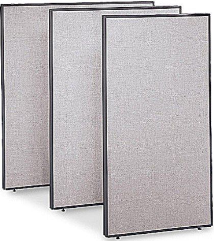 Bush PP66736-03 Pro Panels Light Gray and Slate 66 x 36 inch Panel, Slate finish plastic extruded trim, Steel in-line connector included, Has adjustable levelers for stability on uneven floors, Light gray fabric covered panels, Internal metal inserts for stability, Sturdy plastic extruded trim, Includes adjustable levelers (PP66736 03 PP6673603)