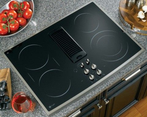 GE General Electric PP989SNSS Smoothtop Electric Downdraft Cooktop with 400 CFM, 30