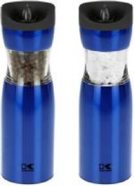 Kalorik PPG 37241 BL Electric Gravity Salt and Pepper Grinder Set Blue; Set of 2 electric pepper mills, with gravity function; Durable Stainless steel housing; With ceramic grinder, performant and rust free; Works on 6 x AAA batteries (each mill); Adjustable grind level, from coarse to fine; Dimensions: 2.5 x 2.5 x 7.33; UPC 848052002586 (PPG37241BL PPG 37241 BL) 