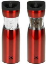 Kalorik PPG 37241 R Electric Gravity Salt and Pepper Grinder Set Red; Set of 2 electric pepper mills, with gravity function; Durable Stainless steel housing; With ceramic grinder, performant and rust free; Works on 6 x AAA batteries (each mill); Adjustable grind level, from coarse to fine; Dimensions: 2.5 x 2.5 x 7.33; UPC 848052002616 (PPG37241R PPG 37241 R) 