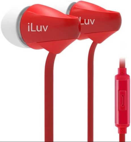 iLuv PPMINTSRD Peppermint Talk Tangle-resistant Noise-isolating Stereo Earphones, Red; For all iPhone, all iPod touch, all iPod nano, all iPad Air, alll iPad, all Galaxy S series, all Galaxy Note series, all Galaxy Tab series, LG, HTC, and other smartphones, tablets and 3.5mm audio devices; Built-in microphone and remote for easy hands-free calling and music playback control (PPMINTS-RD PPMINTS RD) 