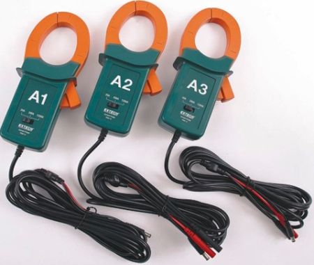 Extech PQ34-12 Current Clamp Probes 1200A For use with PQ3450 3-Phase Power Analyzer/Datalogger and PQ3470 3-Phase Graphical Power & Harmonics Analyzer/Datalogger, Set of 3 clamp probes with 2 in. jaw opening, UPC 793950334126 (PQ3412 PQ34 12 PQ-34-12 PQ 34-12)