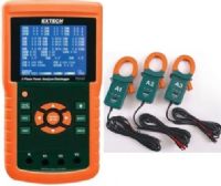 Extech PQ3450-12 Datalogging Power Analyzer Kit, 200A, Datalogging Power Analyzer (up to 30000 sets of measurements) and 200A Current Clamp Probes (set of 3); Large dot-matrix, sun-readable, numerical, backlit LCD with easy-to-use onscreen menu; Full system analysis with up to 35 parameters; UPC: 793950334546 (EXTECHPQ345012 EXTECH PQ3450-12 POWER ANALYZER) 