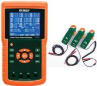 Extech PQ3450-2 Three-Phase Power Analyzer/Datalogger with PQ34-2 200A Current Clamp Probes; Large dot-matrix, sun-readable, numerical, backlit LCD with easy-to-use onscreen menu; Full system analysis with up to 35 parameters; Adjustable Current Transformer CT (1 to 600) and Potential Transformer PT (1 to 1000) ratio for high power distribution systems; UPC 793950334522 (PQ34502 PQ3450 2 PQ-3450-2 PQ 3450-2) 