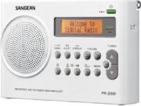 Sangean PR-D9W AM/FM/Weather Alert Rechargeable Portable Radio, White, 7 Preset Weather Channel, Automatic Alert Warns you of Hazardous Condition, Flashing Red LED Light with Emergency Siren, 19 Memory Preset Stations including my Favorite Station, Auto Scan Tuning, Easy to Read LCD Display with Adjustable Dimmer, UPC 729288029793 (PR-D9W PRD9W PR D9W) 