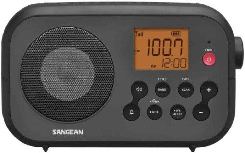 Sangean PR-D12 AM/FM NOAA Weather Alert Digital Tuning Portable Radio, Black, Large Easy to Read LCD Display with Backlight, 45 Memory Preset Stations (20 FM, 20 AM, 5 WX), Receives all 7 NOAA Weather Channels, Public Alert Certified Weather Radio, Automatic Alert Warns you of Hazardous Conditions, 2 Alarm Timers by Buzzer or Radio, Real Time Clock, UPC 729288070481 (PRD12 PR D12 PRD-12)