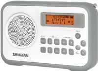 Sangean PR-D18GR FM-Stereo/AM Digital Tuning Portable Receiver, White/Gray, 10 Station Presets (5 FM, 5 AM), Easy to Read LCD Display with Backlight, Adjustable Tuning Step, Auto Seek Stations, Clock Available, 2 Alarm Timers by Radio or Buzzer, HWS (Humane Wake System) Buzzer, Adjustable Sleep Timer, Snooze Function, UPC 729288020172 (PRD18GR PR-D18-GR PRD18-GR PR-D18 PR D18GR PRD18) 