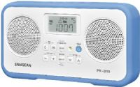 Sangean PR-D19BU FM-Stereo/AM Digital Tuning Portable Receiver, White/Blue, 20 Station Presets (5 FM1 / 5 FM2 and 5 AM1 / 5 AM2), Easy to Read LCD Display with Backlight, Adjustable Tuning Step, Auto Seek Stations, Wide/Narrow Filter Selection for AM/FM Bands, 2 Alarm Timers by Radio and Buzzer, HWS (Humane Wake System) Buzzer, UPC 729288020233 (PRD19BU PR-D19-BU PRD19-BU PR-D19 PR D19BU PRD19) 