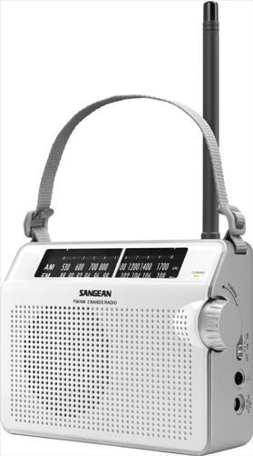 Sangean PR-D6WH FM/AM Compact Analogue Tuning Portable Receiver, White, Excellent Audio and Reception, Rotary Bass and Treble Control, Dial Scale Display, Earphones Output Power 3 + 3 mW, 3 Inches Speaker Size, 4 Ohms Impedance, Rotary Tuning, UPC 729288070535 (PRD6WH PR-D6-WH PR-D6 WH PRD6 PR D6)