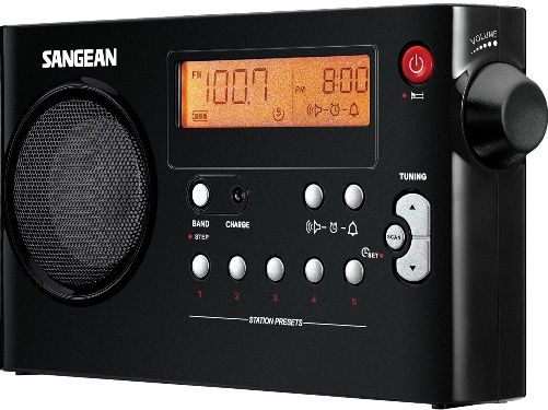 Sangean PR-D7 BK FM/AM Compact Digital Tuning Portable Receiver, Black, 10 Memory Preset Stations (5 FM, 5 AM), Powered by Both Rechargeable and Dry Cell Batteries, Rechargeable with Battery Power Indicator, PLL Synthesized Tuning System, Alarm by Radio or HWS (Humane Wake System) Buzzer, Auto Seek Station, Sleep Timer, Snooze Function, UPC 729288029175 (PRD7BK PR-D7BK PR-D7-BK PRD7-BK PR-D7 PR D7)