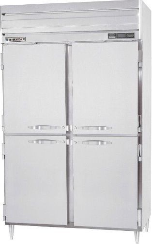 Beverage Air PRF24-24-1AHS-02 Half Solid Doors Top Mounted Dual Temperarure Reach-In, Stainless Steel; 23.1 cu.ft. capacity; 1/4-1/2 Horsepower; Separate top mount evaporator housing; Non-electric condensate evaporation is provided at the exterior top; Six heavy duty epoxy coated wire shelves (PRF24241AHS02 PRF24-241AHS-02 PRF2424-1AHS02 PRF2424-1AHS-02 PRF24-24-1AHS02)