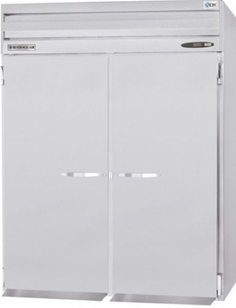 Beverage Air PRI2-1AS Two Section Solid Door Roll In Refrigerator, 12 Amps, 60 Hertz, 1 Phase, 115 Volts, Doors Access Type, 73.4 Cubic Feet Capacity, 2 Number of Doors, 2 Sections, 1/2 Horsepower, All Stainless Steel Construction, Swing Door Style, Solid Door Type, Freestanding Installation Type, 36 - 38 Degrees F Temperature Range,  66