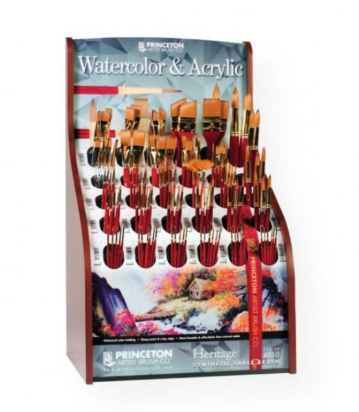Princeton 4050D Best Synthetic Sable Watercolor and Acrylic Brush Display; Size: 17.5