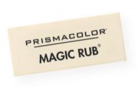 Prismacolor 1954FC Magic Rub Eraser; White vinyl eraser especially developed for drafting film and tracing paper; Will not mark or smudge the drafting surface; 12/box; Shipping Weight 0.63 lb; Shipping Dimensions 3.25 x 2.5 x 2.00 in; UPC 070530732016 (PRISMACOLOR1954FC PRISMACOLOR-1954FC MAGIC-RUB-1954FC 1954FC DRAFTING FILM) 