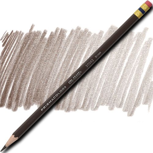 Prismacolor 20043 Col-Erase Pencil With Eraser, Brown, Barrel, Dozen; Featuring a unique lead that produces a brilliant color yet erases cleanly and easily, making them particularly well-suited for blueprint marking and bookkeeping entries; Each individual color is packaged 12/box; UPC 070530200430 (PRISMACOLOR20043 PRISMACOLOR 20043 COL-ERASE COL ERASE BROWN PENCIL)