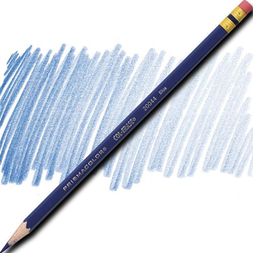 Prismacolor 20044 Col-Erase Pencil With Eraser, Blue, Barrel, Dozen; Featuring a unique lead that produces a brilliant color yet erases cleanly and easily, making them particularly well-suited for blueprint marking and bookkeeping entries; Each individual color is packaged 12/box; UPC 070530200447 (PRISMACOLOR20044 PRISMACOLOR 20044 COL-ERASE COL ERASE BLUE PENCIL)