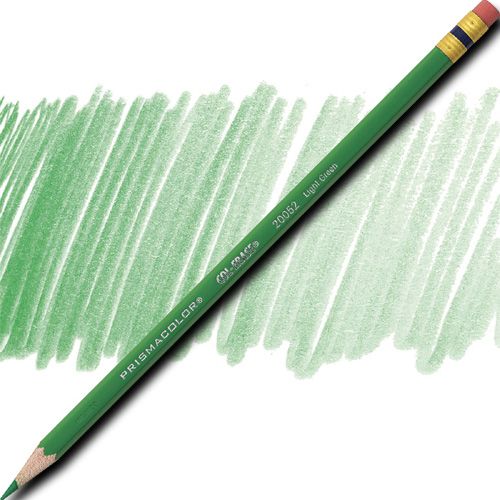 Prismacolor 20052 Col-Erase Pencil With Eraser, Light Green, Barrel, Dozen; Featuring a unique lead that produces a brilliant color yet erases cleanly and easily, making them particularly well-suited for blueprint marking and bookkeeping entries; Each individual color is packaged 12/box; UPC 070530200522 (PRISMACOLOR20052 PRISMACOLOR 20052 COL-ERASE COL ERASE LIGHT GREEN PENCIL)