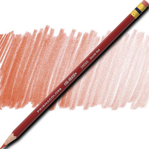 Prismacolor 20066 Col-Erase Pencil With Eraser, Scarlet Red, Barrel, Dozen; Featuring a unique lead that produces a brilliant color yet erases cleanly and easily, making them particularly well-suited for blueprint marking and bookkeeping entries; Each individual color is packaged 12/box; UPC 070530200669 (PRISMACOLOR20066 PRISMACOLOR 20066 COL-ERASE COL ERASE SCARLET RED PENCIL)