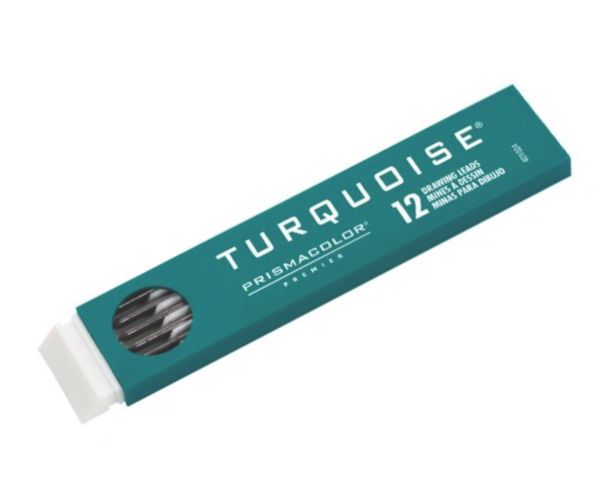 Prismacolor E2375-2B Turquoise 2mm Lead 2B, 12 Counts; Made of pure crystalline graphite and super refined clay for professional drawing and reproduction; Contains 12 leads; 51⁄8
