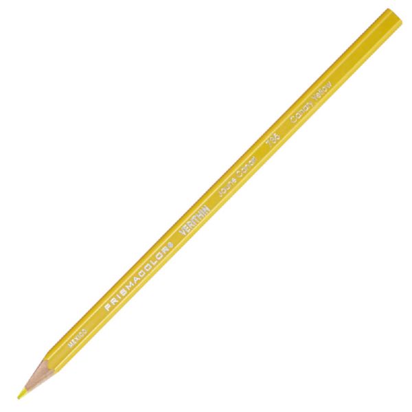 Prismacolor E735 Verithin Premier Pencil Canary Yellow, 12 Box; Strong leads that sharpen to a needle point; Perfect for making check marks or accounting ledger entries; The brilliant colors will not smear, even when wet;  Individual colors packaged 12/box; Dimensions  8.00