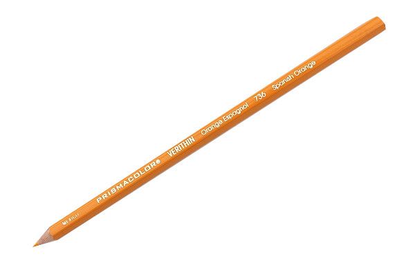 Prismacolor E736 Verithin Premier Pencil Spanish Orange, 12 Box; Strong leads that sharpen to a needle point; Perfect for making check marks or accounting ledger entries; The brilliant colors will not smear, even when wet;  Individual colors packaged 12/box; Dimensions  7.25