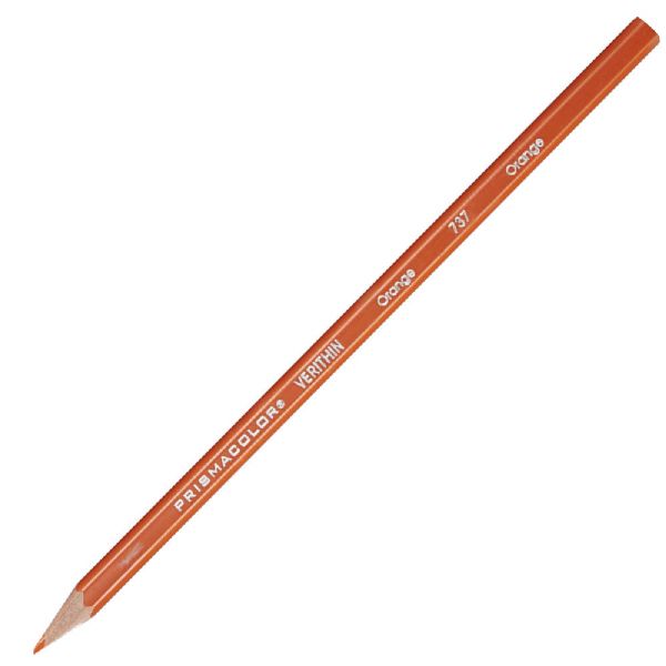 Prismacolor E737 Verithin Premier Pencil Orange, 12 Box; Strong leads that sharpen to a needle point; Perfect for making check marks or accounting ledger entries; The brilliant colors will not smear, even when wet;  Individual colors packaged 12/box; Dimensions  7.25